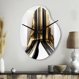 Black And Gold Cubic Expression V - Asymmetric Metal Wall Clock