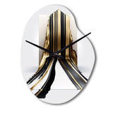 Black And Gold Cubic Expression V - Asymmetric Metal Wall Clock