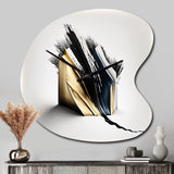 Black And Gold Cubic Expression VI - Asymmetric Metal Wall Clock