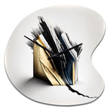 Black And Gold Cubic Expression VI - Asymmetric Metal Wall Clock