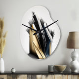 Black And Gold Cubic Expression VI - Asymmetric Metal Wall Clock