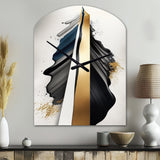 Black And Gold Cubic Expression VII - Asymmetric Metal Wall Clock