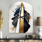 Black And Gold Cubic Expression VII - Asymmetric Metal Wall Clock