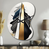 Black And Gold Cubic Expression VII - Asymmetric Metal Wall Clock
