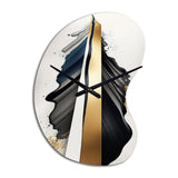 Black And Gold Cubic Expression VII - Asymmetric Metal Wall Clock