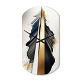 Black And Gold Cubic Expression VII - Asymmetric Metal Wall Clock