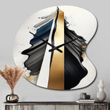 Black And Gold Cubic Expression VII - Asymmetric Metal Wall Clock