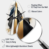 Black And Gold Cubic Expression VII - Asymmetric Metal Wall Clock