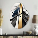Black And Gold Cubic Expression VII - Asymmetric Metal Wall Clock