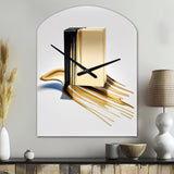 Black And Gold Cubic Expression VIII - Asymmetric Metal Wall Clock