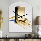 Black And Gold Cubic Expression VIII - Asymmetric Metal Wall Clock