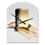Black And Gold Cubic Expression VIII - Asymmetric Metal Wall Clock