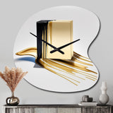 Black And Gold Cubic Expression VIII - Asymmetric Metal Wall Clock