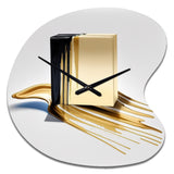 Black And Gold Cubic Expression VIII - Asymmetric Metal Wall Clock