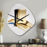 Black And Gold Cubic Expression VIII - Asymmetric Metal Wall Clock