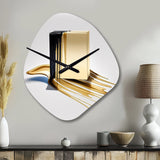 Black And Gold Cubic Expression VIII - Asymmetric Metal Wall Clock