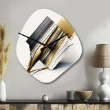Black And Gold Cubic Expression IX - Asymmetric Metal Wall Clock