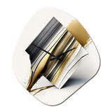 Black And Gold Cubic Expression IX - Asymmetric Metal Wall Clock