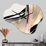 Minimalism Pink And Gold Cubic Fusion VII - Asymmetric Metal Wall Clock