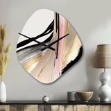 Minimalism Pink And Gold Cubic Fusion VII - Asymmetric Metal Wall Clock