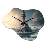 Fantasy Lighthouse In The Arctic Ocean II - Asymmetric Metal Wall Clock