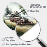 Tractor At The Barn In Summer I - Asymmetric Metal Wall Clock