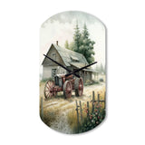 Tractor At The Barn In Summer II - Asymmetric Metal Wall Clock
