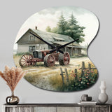 Tractor At The Barn In Summer II - Asymmetric Metal Wall Clock