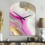 Pink And Gold Marble Abstract II - Asymmetric Metal Wall Clock