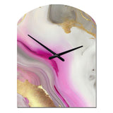 Pink And Gold Marble Abstract II - Asymmetric Metal Wall Clock
