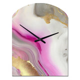 Pink And Gold Marble Abstract II - Asymmetric Metal Wall Clock