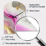 Pink And Gold Marble Abstract II - Asymmetric Metal Wall Clock