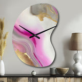 Pink And Gold Marble Abstract II - Asymmetric Metal Wall Clock