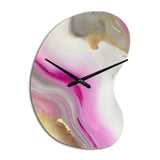 Pink And Gold Marble Abstract II - Asymmetric Metal Wall Clock