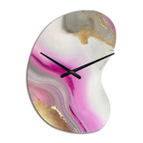 Pink And Gold Marble Abstract II - Asymmetric Metal Wall Clock
