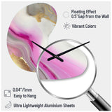 Pink And Gold Marble Abstract II - Asymmetric Metal Wall Clock