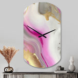Pink And Gold Marble Abstract II - Asymmetric Metal Wall Clock