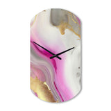 Pink And Gold Marble Abstract II - Asymmetric Metal Wall Clock