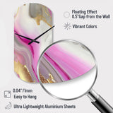 Pink And Gold Marble Abstract II - Asymmetric Metal Wall Clock