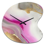 Pink And Gold Marble Abstract II - Asymmetric Metal Wall Clock