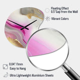 Pink And Gold Marble Abstract II - Asymmetric Metal Wall Clock