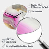 Pink And Gold Marble Abstract II - Asymmetric Metal Wall Clock