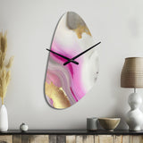 Pink And Gold Marble Abstract II - Asymmetric Metal Wall Clock
