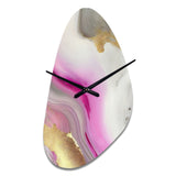 Pink And Gold Marble Abstract II - Asymmetric Metal Wall Clock
