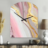 Pink And Gold Marble Abstract III - Asymmetric Metal Wall Clock