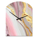 Pink And Gold Marble Abstract III - Asymmetric Metal Wall Clock
