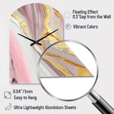 Pink And Gold Marble Abstract III - Asymmetric Metal Wall Clock
