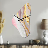 Pink And Gold Marble Abstract III - Asymmetric Metal Wall Clock