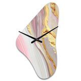 Pink And Gold Marble Abstract III - Asymmetric Metal Wall Clock