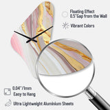 Pink And Gold Marble Abstract III - Asymmetric Metal Wall Clock